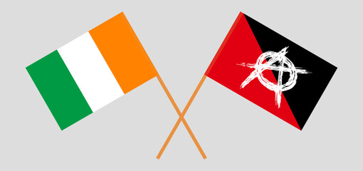 Crossed flags of Ivory Coast and anarchy. Official colors. Correct proportion
