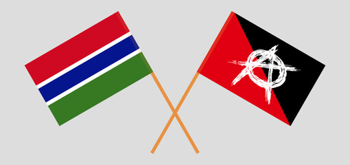 Crossed flags of the Gambia and anarchy. Official colors. Correct proportion