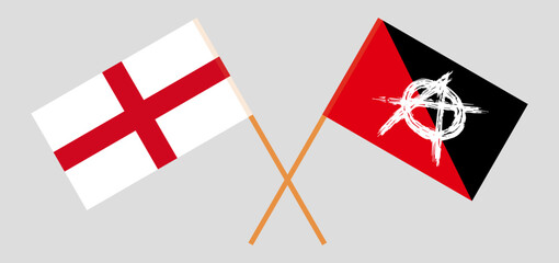Obraz premium Crossed flags of England and anarchy. Official colors. Correct proportion