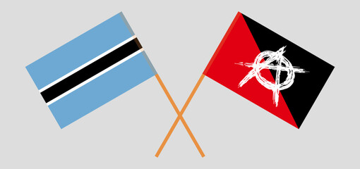 Crossed flags of Botswana and anarchy. Official colors. Correct proportion