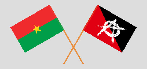 Crossed flags of Burkina Faso and anarchy. Official colors. Correct proportion
