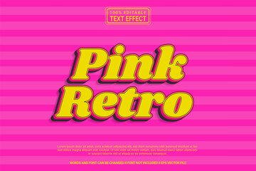 Editable text effect Pink Retro 3d cartoon template style modern premium vector