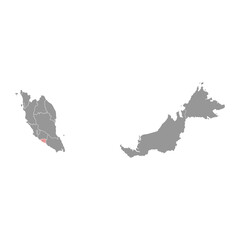 Malacca state map, administrative division of Malaysia. Vector illustration.