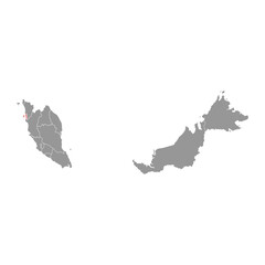 Penang state map, administrative division of Malaysia. Vector illustration.