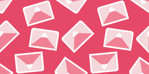 Love letters Seamless pattern. Repeating design element for printing on wrapping. Surprise, gift, love and romance. March 8, Wedding anniversary and Valentines day. Cartoon flat vector illustration