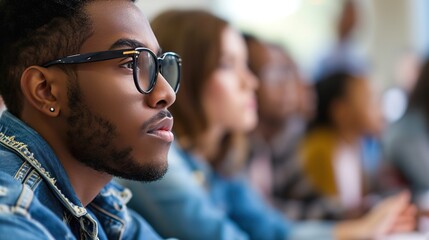A diverse group of adult learners in an educational environment.