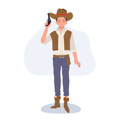  Wild West Sheriff. Full-Length Cowboy  Character with Pistol