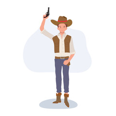  Wild West Sheriff. Full-Length Cowboy  Character with Pistol