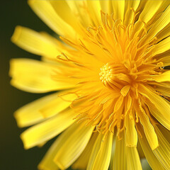 Beautiful yellow dandelion summer close-up, ai technology