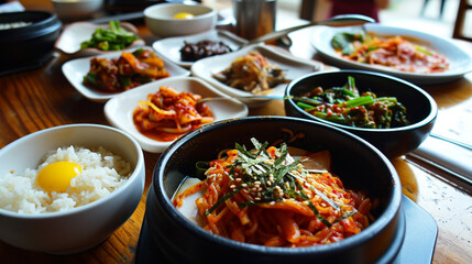 Korean food, eating Korea, Korean Culture, Kimchi cabbage, radish and cucumber. AI Generative - obrazy, fototapety, plakaty