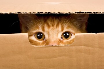 adorable stock photo of a kitten in a cardboard box