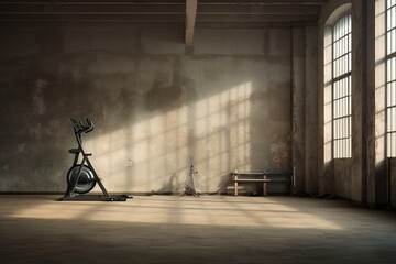 Fitness equipment in a vacant space for workout. Generative AI