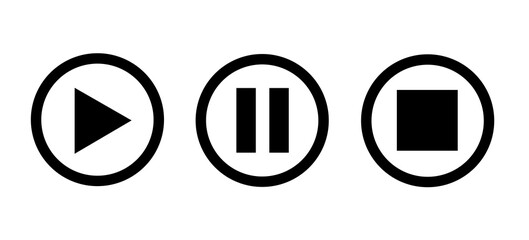 set of media player icons. play, pause and stop icons