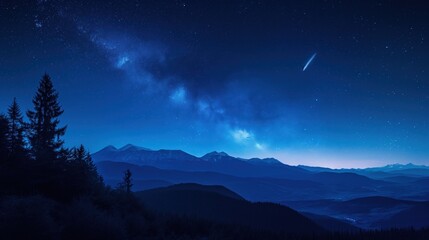 Comet and milky way in the night sky - AI