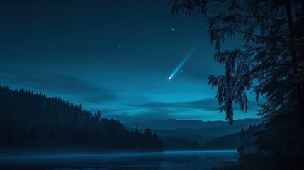 Comet in the night sky - AI