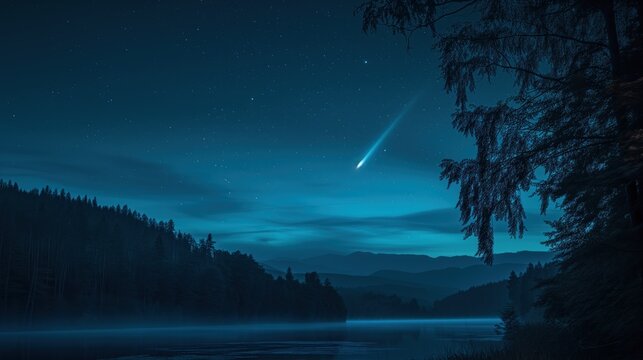 Comet in the night sky - AI