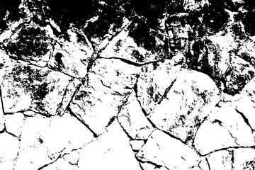 Grunge black and white rock wall textured background (Vector). Use for decoration, aging or old layer