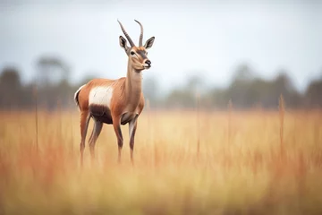 Fototapeten lone roan antelope standing alert on savannah © studioworkstock