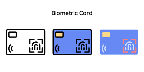 Biometric Card Icon. Credit Card with Fingerprint Scanner Vector Illustration