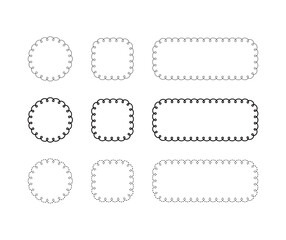 くるくるループした黒い線のシンプルなフレームのベクター素材セット