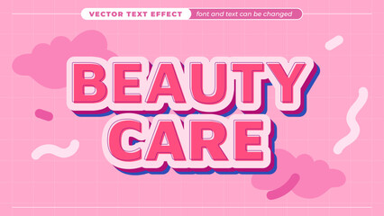 Pink beauty care sale text effect, modern graphic styles