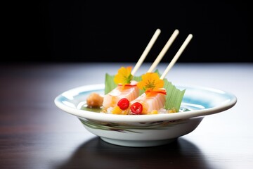 fresh scallop sashimi with chopsticks aside