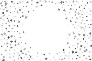 Star confetti. Silver casual confetti background. Bright design pattern.