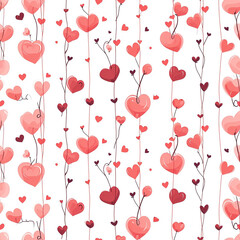 Fototapeta na wymiar Valentines Day Seamless Pattern with Romantic Hearts and Love Elements