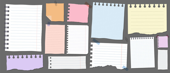 Notebook Paper Page Template Vector Design. Sticky Note. - obrazy, fototapety, plakaty