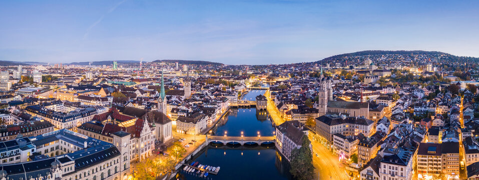 Zurich, Switzerland Old Town Skyline Over the Limmat River