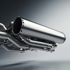 exhaust car tail pipe isolated on gray background