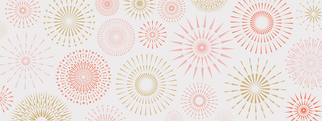 Abstract Geometric Fireworks Pattern Background. Asian Style Design Backdrop. - obrazy, fototapety, plakaty