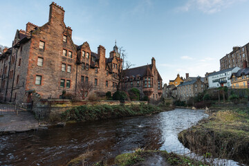 Obraz premium Dean Village, beautiful historic village in Edinburgh, Scotland.