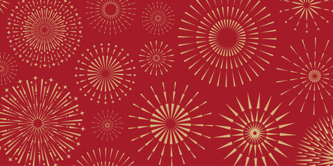 Japaneese Fireworks Pattern Background. Festival Chinese Backdrop. Abstract Geometric Texture. © t1m0n344