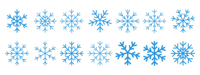 Snowflake Vector Icons Set. Snow Symbol. Winter Cold Sign. Frozen Logo.