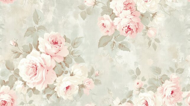 Fototapeta Victorian Romance. Shabby Chic Wallpaper with Pastel and Romantic Tones, Featuring a Solid Pattern for an Elegant and Timeless Aesthetic.