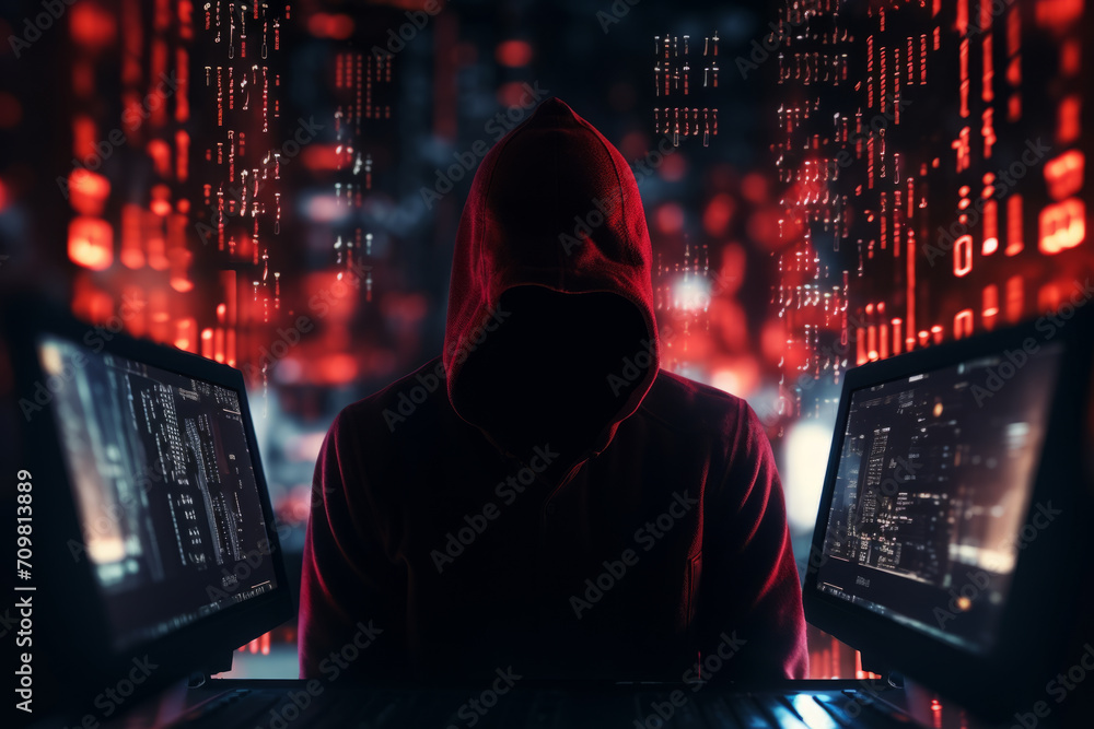 Aufkleber youthful hacker explores data security concept