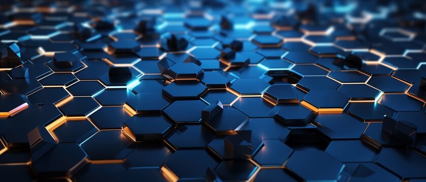 Abstract futuristic hexagon metal background. 3d hexagon pattern for wallpaper. Hexagon shapes. © Danyilo