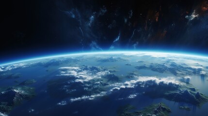 Earth from outer space. Breathtaking planet in cosmos. Satellite photo of earth.Night sky in space.