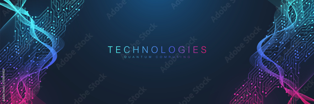 Aufkleber Quantum Computing Idea Design Element Concept. Deep Learning Artificial Intelligence. Generative AI. Big Data Algorithms Visualization For Business, Science Presentations, Posters, Covers