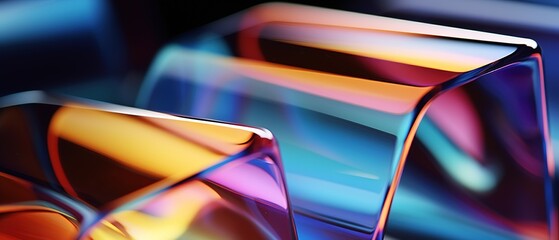Colorful glass 3d object. Abstract glass wallpaper. Colorful background with glass geometric shapes.