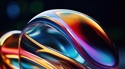 Glowing colorful glass shapes. Abstract glass circle. Colorful glass for wallpaper. Abstract motion.