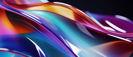 Colorful abstract neon background. Colorful glass curve background. Abstract curves for wallpaper.