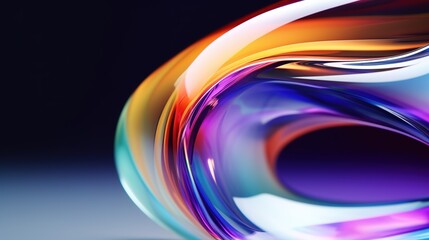 Glowing colorful glass shapes. Abstract glass circle. Colorful glass for wallpaper. Abstract motion.