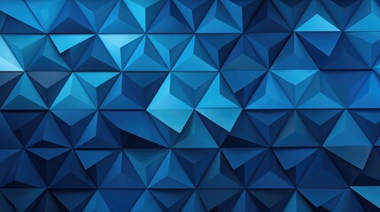 A geometric pattern of interlocking triangles in various shades of blue, creating an optical illusion.
