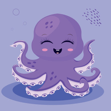 
Funny octopus in cartoon style