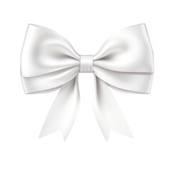 White Ribbon Bow Realistic Shiny Satin Isolated trasparent background