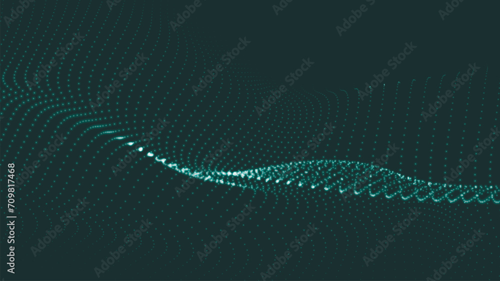 Poster abstract digital wave of particles. futuristic point wave. technology background vector. 3d renderin