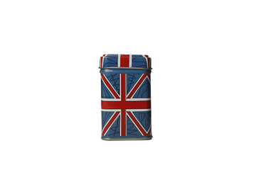 PNG, English tea in tin can, isolated on white background.
