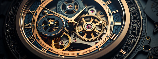 Fototapeta na wymiar black and white close view of watch mechanism